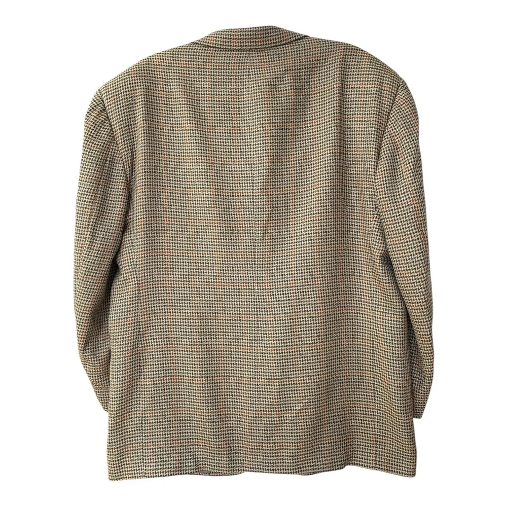 David G. Cotugno Mens 2 Button Silk Wool Blazer Jacket Beige Yellow Houndstooth - Picture 2 of 14